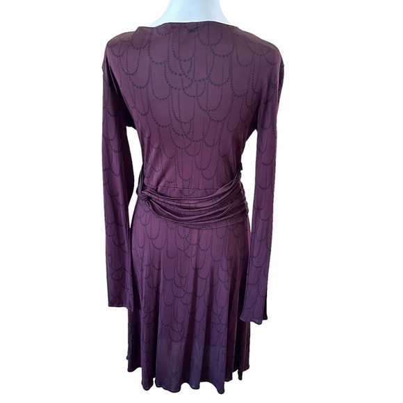 Banana Republic Women's V-Neck Long Sleeves Dress Burgundy Print Size M. - Picture 2 of 10